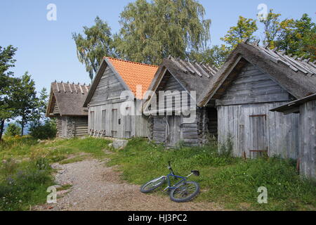 Maisons en bois en Altja, nord de l'Estonie Banque D'Images