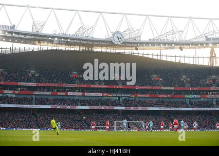 Vue générale de l'Emirates Stadium Réveil fin au cours du premier match de championnat entre Arsenal et Burnley à l'Emirates Stadium de Londres. 22 janvier, 2017. Utilisez UNIQUEMENT ÉDITORIALE Banque D'Images