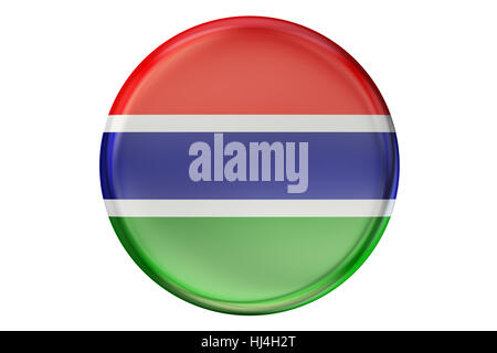Badge avec le drapeau de la Gambie, rendu 3D isolé sur fond blanc Banque D'Images