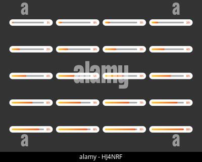 Le progrès moderne bar, chargement et mise en mémoire tampon pourcentage Icon Set vector illustration Illustration de Vecteur