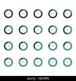 Cercle moderne, barre de progression du chargement et pourcentage de tamponnage Icon Set vector illustration Illustration de Vecteur