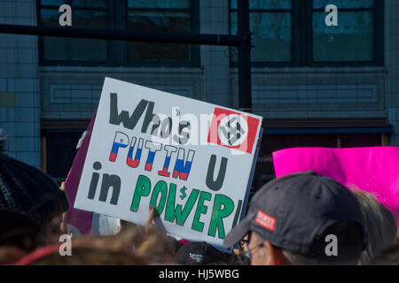 Chicago, Illinois, USA. 21 janvier, 2017. Signes de Chicago, Illinois USA Women's Mars et Rallye. Le 21 janvier 2017 Credit : Gregory Slocum/Alamy Live News Banque D'Images