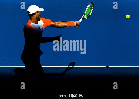 Mischa Zverev Allemagne exclut du numéro un mondial Andy Murray lors de l'Australian Open de Tennis 2017 au Melbourne Park Banque D'Images