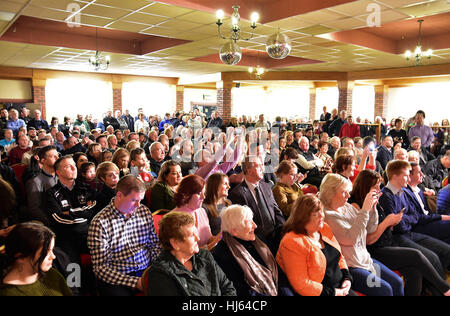 Clonoe, Irlande. 25 Jan, 2017. Un panier-out salle polyvalente pour accueillir les nouveaux leader du Sinn Fein Michelle O'Neill dans Clonoe. Credit : Mark Winter/Alamy Live News Banque D'Images