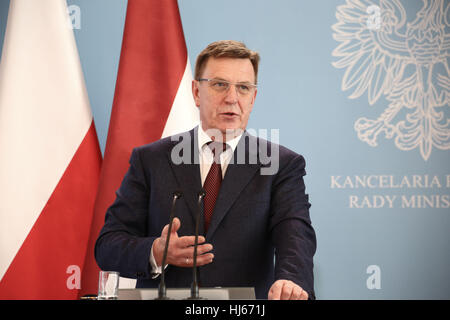 Varsovie, Pologne. 26 janvier, 2017. Primer Beata Szydlo tenu conférence de presse conjointe avec le Premier ministre letton Maris. Kucinskis Credit : Jake Ratz/Alamy Live News Banque D'Images