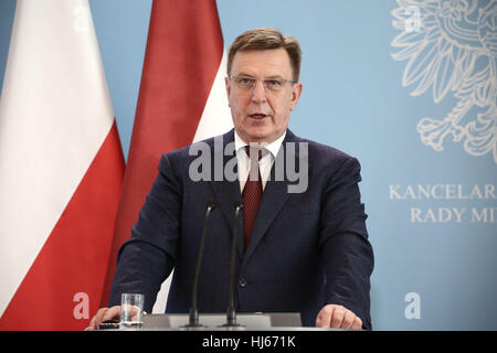 Varsovie, Pologne. 26 janvier, 2017. Primer Beata Szydlo tenu conférence de presse conjointe avec le Premier ministre letton Maris. Kucinskis Credit : Jake Ratz/Alamy Live News Banque D'Images