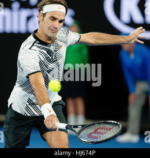 Melbourne, Australie. 26 Janvier 2017 : Roger Federer de la Suisse fait sa 6ème finale à l'Open d'Australie 2017 à Melbourne Park, Melbourne, Australie. Crédit : Frank Molter/Alamy Live News Banque D'Images