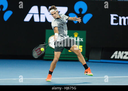 Melbourne, Australie. 26 Janvier 2017 : Roger Federer de la Suisse fait sa 6ème finale à l'Open d'Australie 2017 à Melbourne Park, Melbourne, Australie. Crédit : Frank Molter/Alamy Live News Banque D'Images