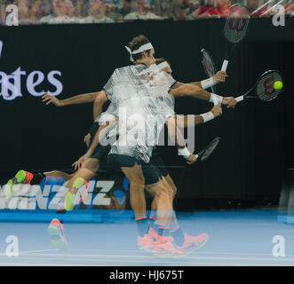 Melbourne, Australie. 26 Janvier 2017 : Roger Federer de la Suisse fait sa 6ème finale à l'Open d'Australie 2017 à Melbourne Park, Melbourne, Australie. Crédit : Frank Molter/Alamy Live News Banque D'Images