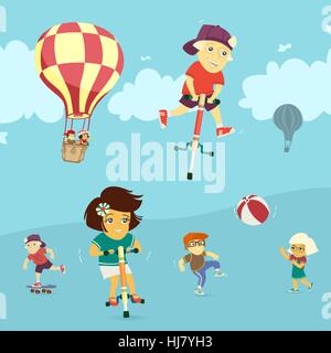 Enfants jouant dans le plein air Illustration de Vecteur