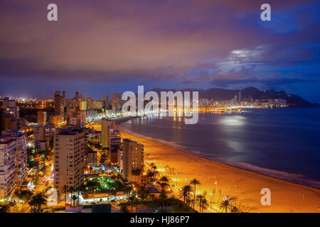 Vue panoramique sur le centre touristique Benidorm Banque D'Images