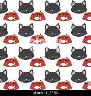 Motif transparent bol chaton face food vector illustration eps 10 Illustration de Vecteur