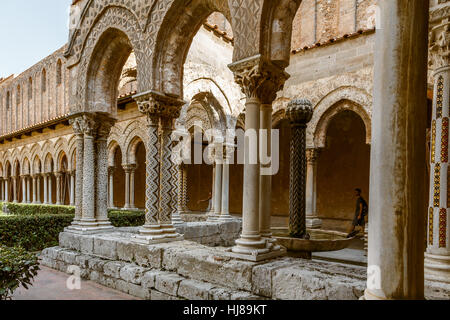 Cloître de la cathédrale de Monreale, Sicile Banque D'Images