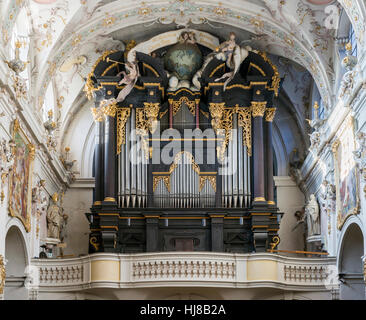 L'orgue, l'abbaye de St Emmeram, Tour et Taxis, palace, rococo, Regensburg, Allemagne Banque D'Images