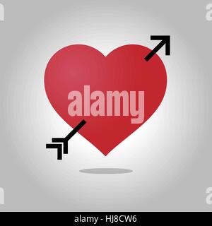 Flèche Red Heart Illustration de Vecteur