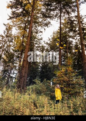 Girl standing in a forest, Utrecht, Hollande Banque D'Images