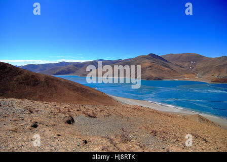 Le Lac Yamdrok, Tibet, Chine Banque D'Images