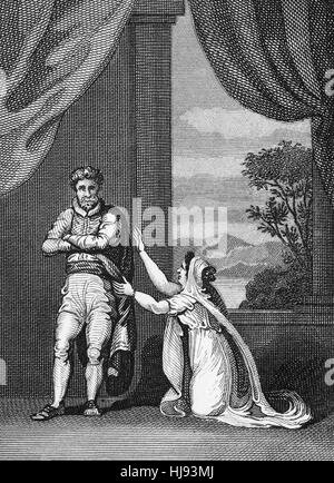 L'intercession de la reine Anne au nom de Simon Burley, l'ancien tuteur de Richard II au cours de sa minorité. Même si elle clame, Burley a été exécuté au cours du temps, de l'impitoyable 1388 Parlement Européen.. Banque D'Images