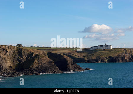 L'Angleterre, côte, Cornwall, église, lézard, plage, mer, la plage, mer, Banque D'Images