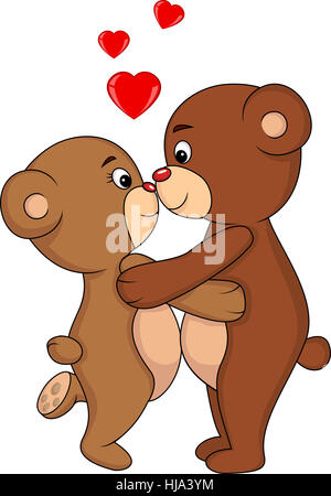 animal, embrace, cartoon, love, in love, fell in love, kissing, couple, pair, Banque D'Images