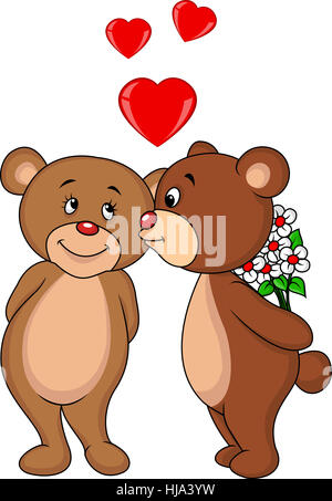 animal, embrace, cartoon, love, in love, fell in love, kissing, couple, pair, Banque D'Images