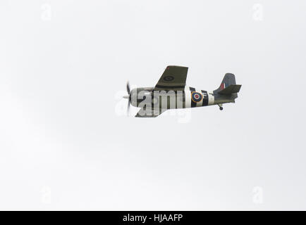 Grumman Wildcat FM2 Exécution d'avions de chasse à un défilé en l'honneur de l'ancien pilote d'Eric "Winkle' Brown à à Yeovilton. Banque D'Images