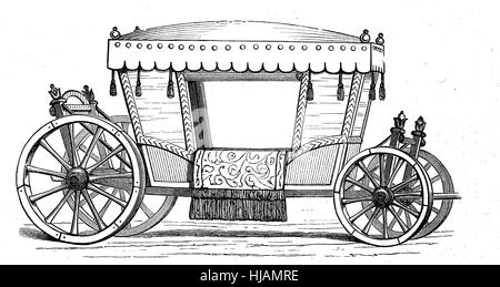 Transport de chevaux, entraîneur de l'époque de 1650, image historique ou de l'illustration à partir de l'année 1894, l'amélioration numérique Banque D'Images