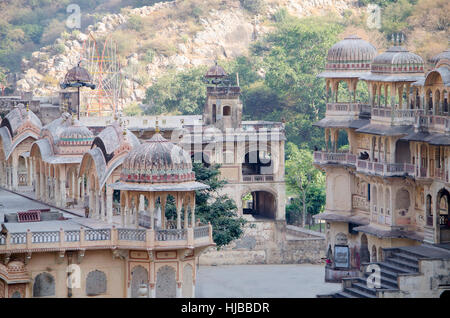 Le Monkey Temple Galta Li temple complexe en Inde Jaipur, temple, un complexe, l'architecture, une construction, un point d'intérêt, Banque D'Images