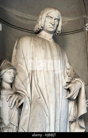 Florence. L'Italie. Statue de Laurent de Médicis (1449-1492), Galerie des Offices. Banque D'Images