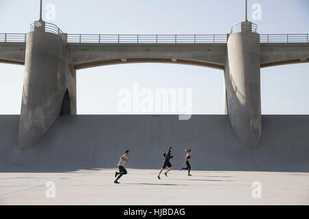 Les athlètes le jogging, Van Nuys, Californie, USA Banque D'Images