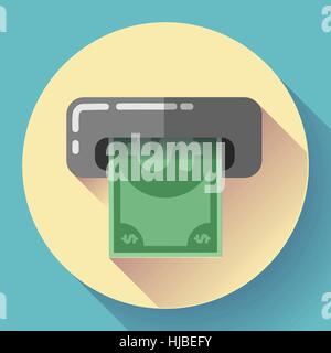Obtenir de l'argent dans un distributeur bankomat icône symbole de la carte. Télévision style design. Illustration de Vecteur