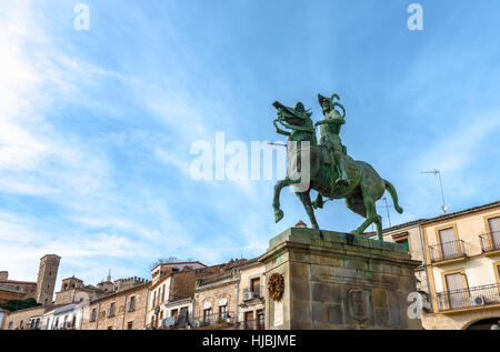 Francisco Pizarro statue, Trujillo, Cáceres, Extremadura, Espagne Banque D'Images