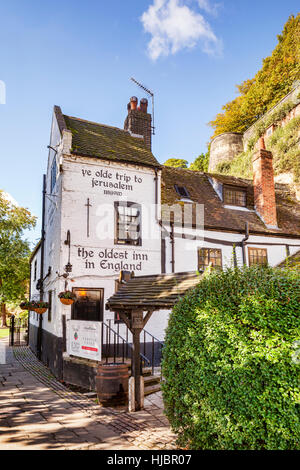 Ye Olde Trip to Jerusalem inn, la plus ancienne en Angleterre, créé 1189, Nottingham, England, UK Banque D'Images