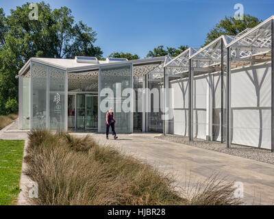 Le nouveau Centre des visiteurs, ouvert en 2014, dans les jardins botaniques, Christchurch, Nouvelle-Zélande. Banque D'Images