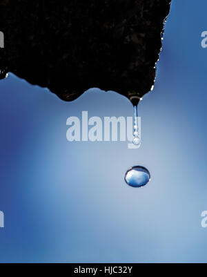 L'eau qui tombe goutte figée dans le temps. Banque D'Images