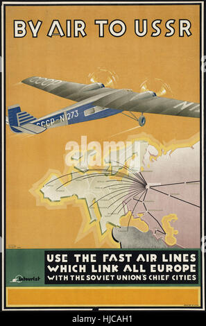 Par air jusqu'à l'URSS - Vintage travel poster 1920 1940 Banque D'Images