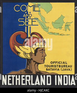 Venez et voyez l'Inde Pays-Bas - Vintage travel poster 1920 1940 Banque D'Images