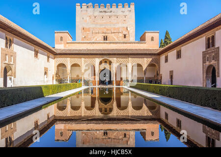 La Cour des Myrtes de l'Alhambra Grenade Espagne Banque D'Images