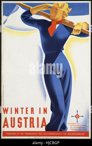 Hiver en Autriche - Vintage travel poster 1920 1940 Banque D'Images