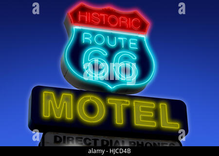 Neon Motel sign Route 66 USA (Nord) Banque D'Images