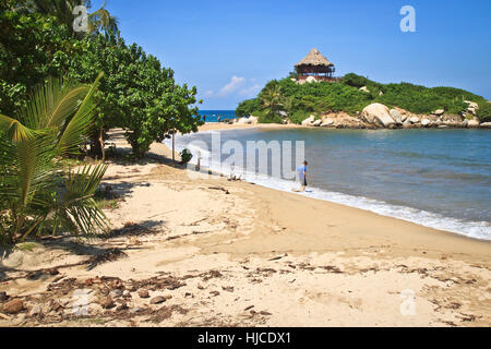 Gazebo dans le Parc Naturel National Tayrona, Santa Marta, Colombie Banque D'Images