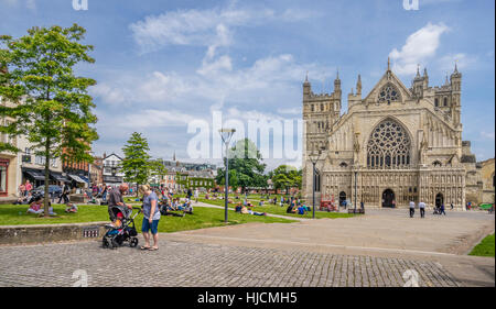 Grande Bretagne, sud-ouest de l'Angleterre, Devon, Exeter, façade ouest de la cathédrale d'Exeter Banque D'Images