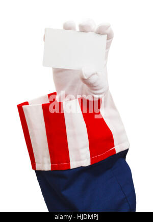 Le président Holding Blank Card isolé sur fond blanc. Banque D'Images