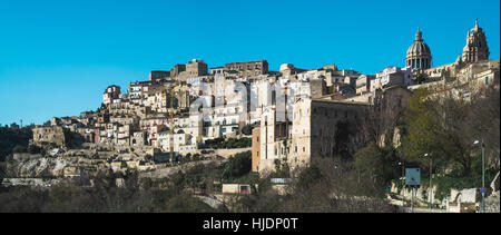 Vue panoramique de Ragusa Ibla, Sicile, Italie. Panorama ville typique sicilienne Banque D'Images