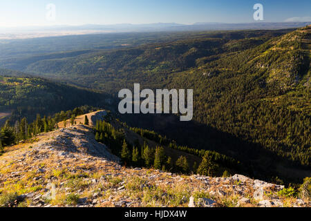 Le Teton Mountains de se stabiliser dans la vallée de Teton, vu depuis le sentier du bannock. Targhee National Forest, Wyoming Banque D'Images