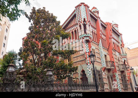 Casa Vicens est un bâtiment moderniste de Barcelone, Catalogne, Espagne, conçu par Antoni Gaudi. Banque D'Images