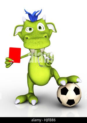 Monster, dragon, carte, arbitre, juge, sport, sports, soccer, football, rouge, Banque D'Images