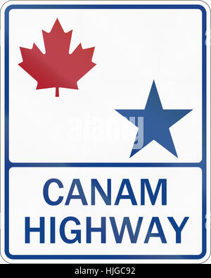 L'autoroute CanAm protection avec feuille d'érable et star. Banque D'Images