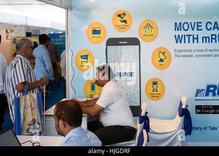 HYDERABAD, INDE - JAN 19,2017 mRupee e-wallet décroche à Digi à Dhan Mela à Hyderabad.Les 2 jours mela est organisé par le gouvernement de l'Inde et Telangana à Banque D'Images