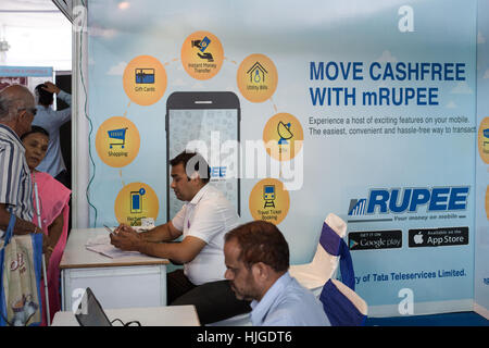 HYDERABAD, INDE - JAN 19,2017 mRupee e-wallet décroche à Digi à Dhan Mela à Hyderabad.Les 2 jours mela est organisé par le gouvernement de l'Inde et Telangana à Banque D'Images